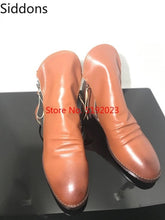 Load image into Gallery viewer, Ankle Boots for Men Sapato Feminino Chaussure Low Heels Shoes Male Man Autumn Casual Shoe Men&#39;s Vintage PU Leather Booties  D57